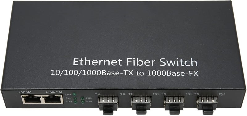 Estink SFP Ethernet Fiber Optic Switch, 1000m Ethernet Fiber Optic Transceiver, 4 Optical Ports 2 Electrical Ports, 120km, with LED Indicator, Supports 9k Bytes Jumbo Frames - Image 1